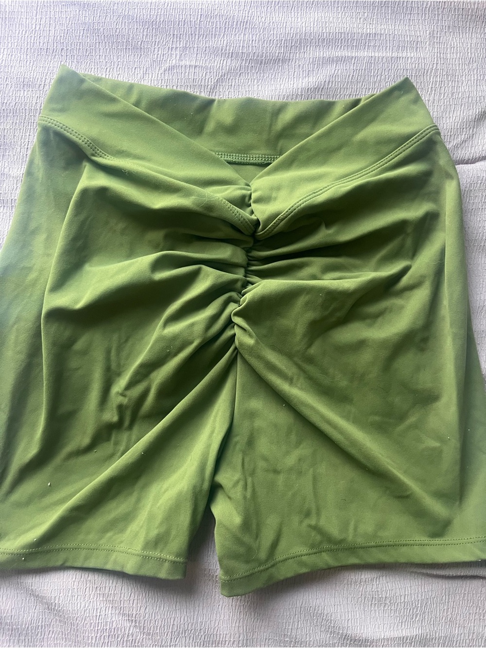 Women's Green Ruched Active Shorts